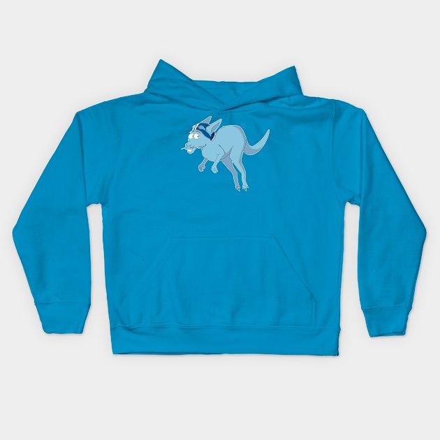 Jumping Blue Kangaroo Kids Hoodie by Skarmaiden